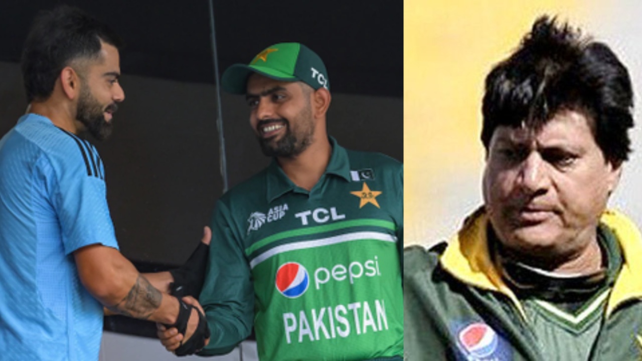 Pakistan's Mohsin Khan and Babar Azam and India's Virat Kohli.