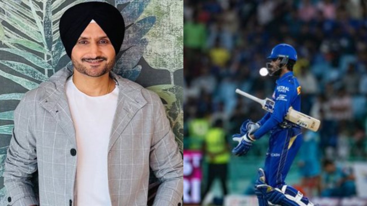 Mumbai Indians' Tilak Verma and Harbhajan Singh.