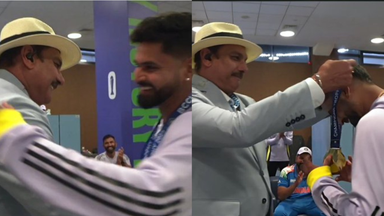 India's Ravi Shastri and Shreyas Iyer.