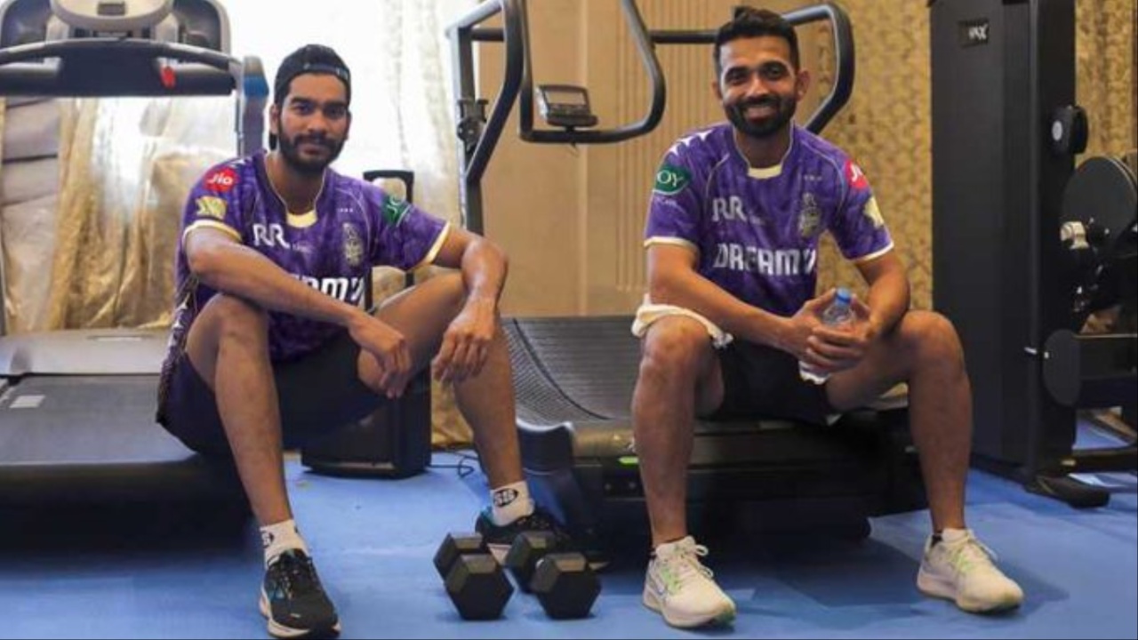 Venkatesh Iyer and Ajinkya Rahane of KKR.