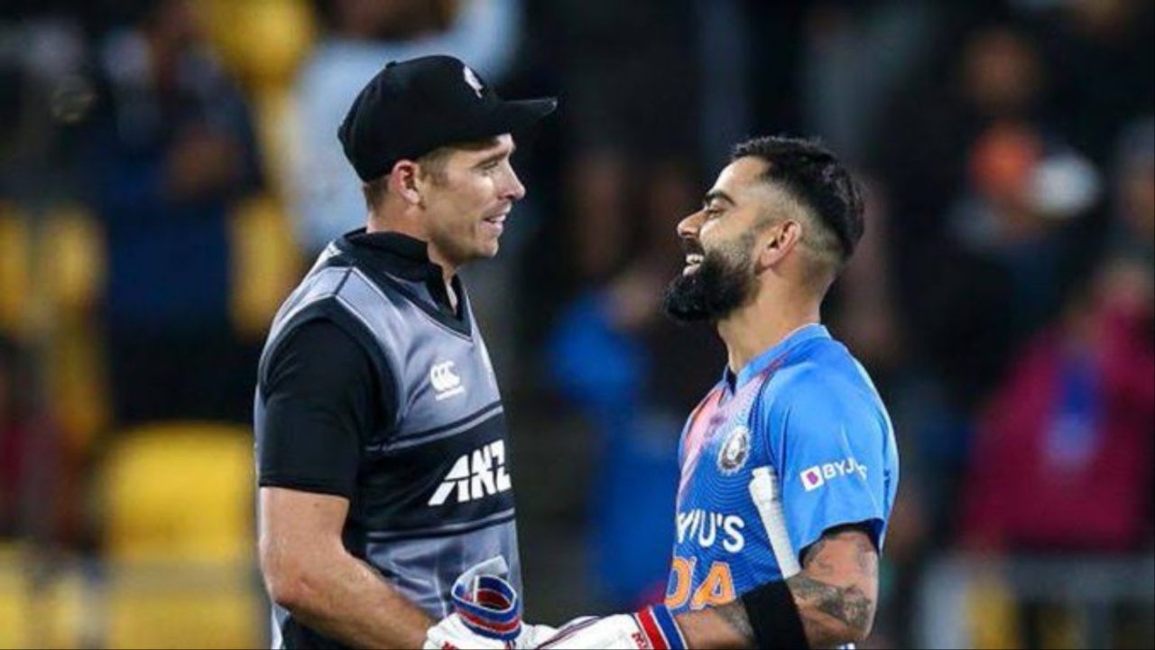 India's Virat Kohli and New Zealand's Tim Southee.