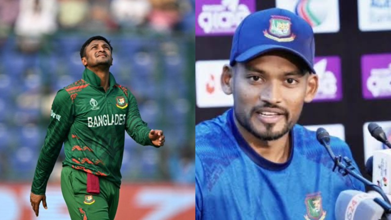 Bangladesh's Najmul Hossain Shanto and Shakib Al Hasan.