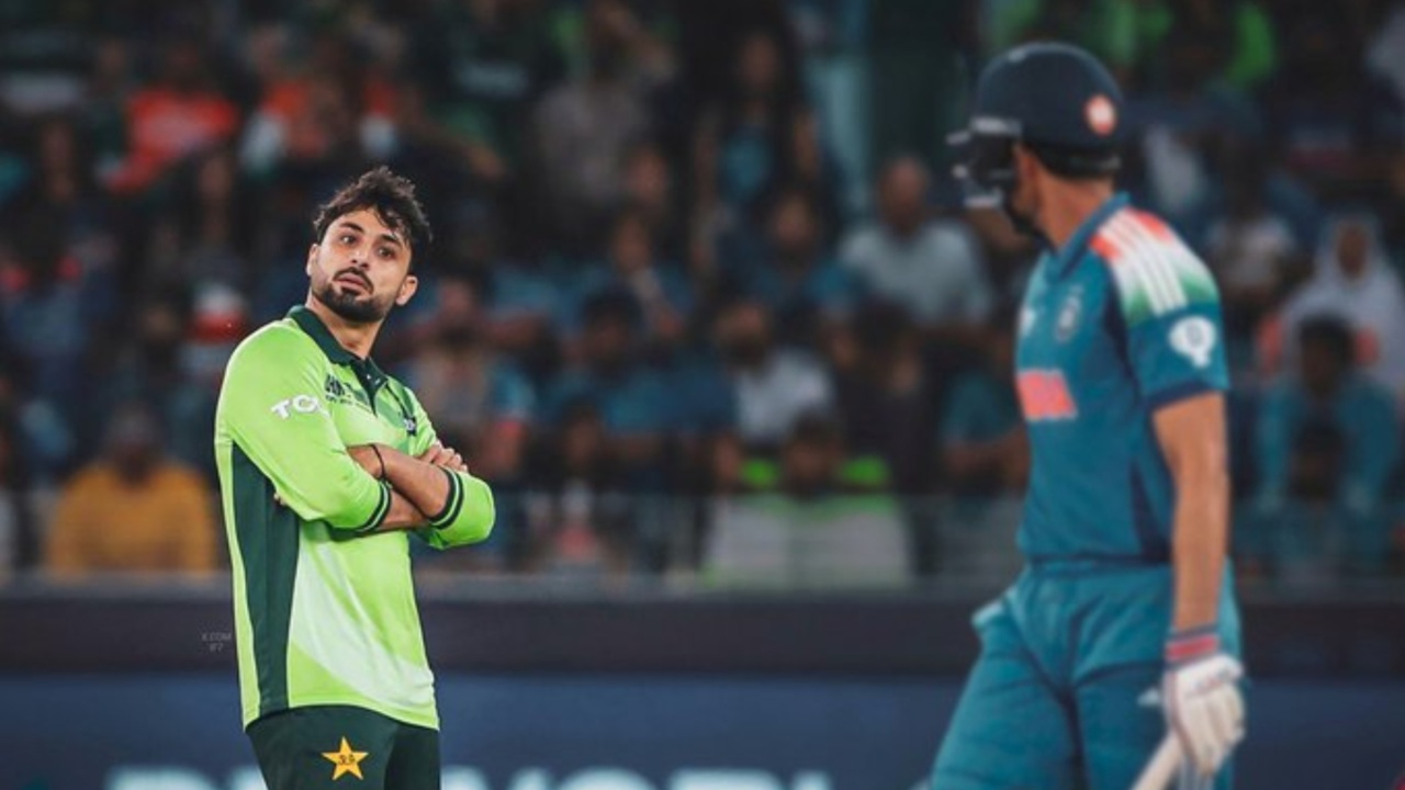 Pakistan's Abrar Ahmed and India's Shubman Gill.